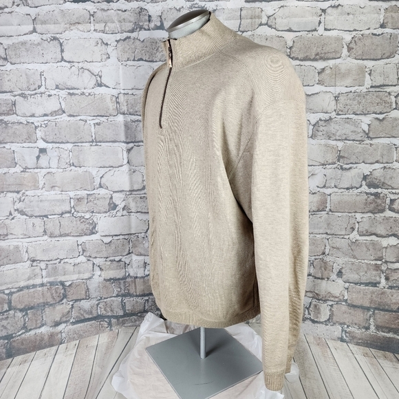 Tommy Bahama 1/4 Zip Pullover Cotton Sweater Cream Size Large - Picture 11 of 12